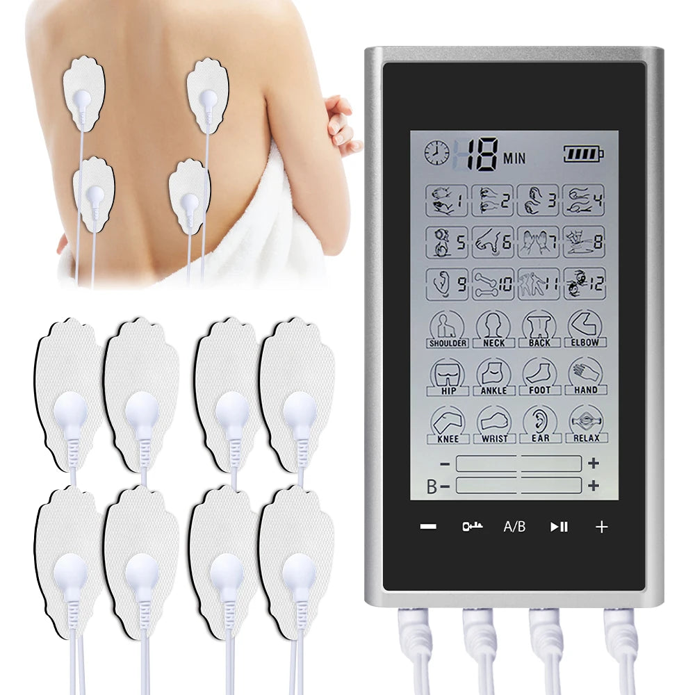 24 Modes EMS Electric Professional Muscle Stimulation Physiotherapy Body Massager with electrode pads and display