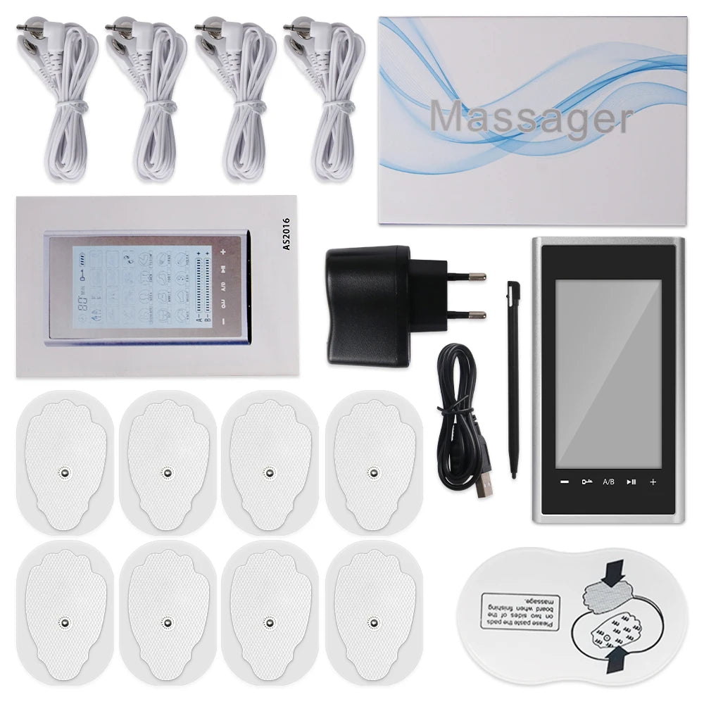 24 Modes EMS Electric Professional Muscle Stimulation Physiotherapy Body Massager with electrodes and accessories
