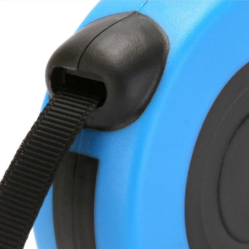 Close-up of VaultHaus Retractable Dog Leash for All Breeds in blue, highlighting its durable design and functionality