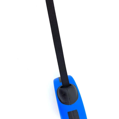 VaultHaus Retractable Dog Leash for All Breeds in blue with ergonomic grip and durable strap