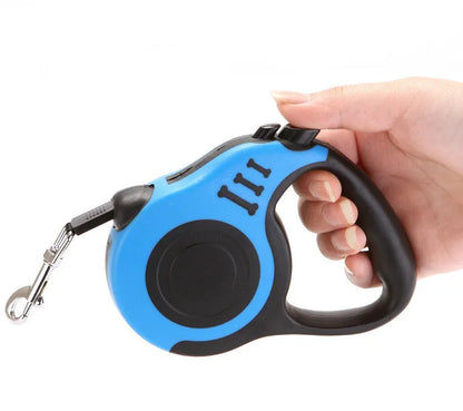 VaultHaus Retractable Dog Leash for All Breeds in Blue, designed for easy handling and control