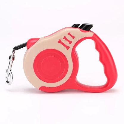VaultHaus Retractable Dog Leash for All Breeds in red and beige with easy-grip handle