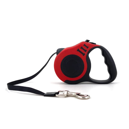 VaultHaus Retractable Dog Leash for All Breeds in red and black with ergonomic handle