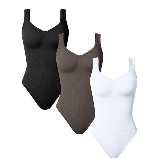 Three stylish women's jumpsuits in black, brown, and white, perfect for a sexy casual women's jumpsuit look