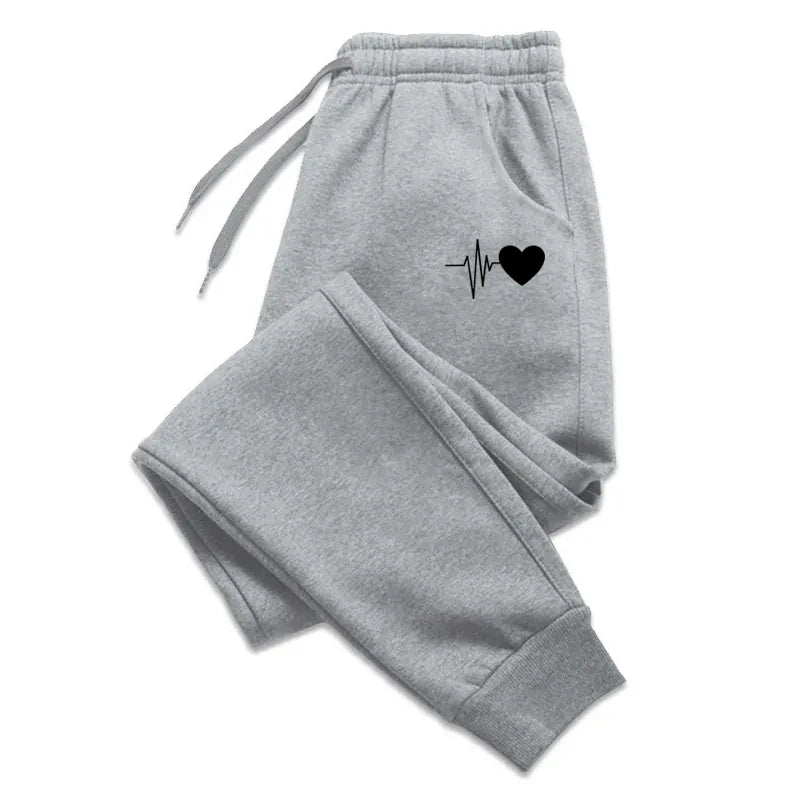 VaultHaus Soft Fitness Sweatpants 2025 in Gray with Heartbeat Design for Comfortable Workout Wear