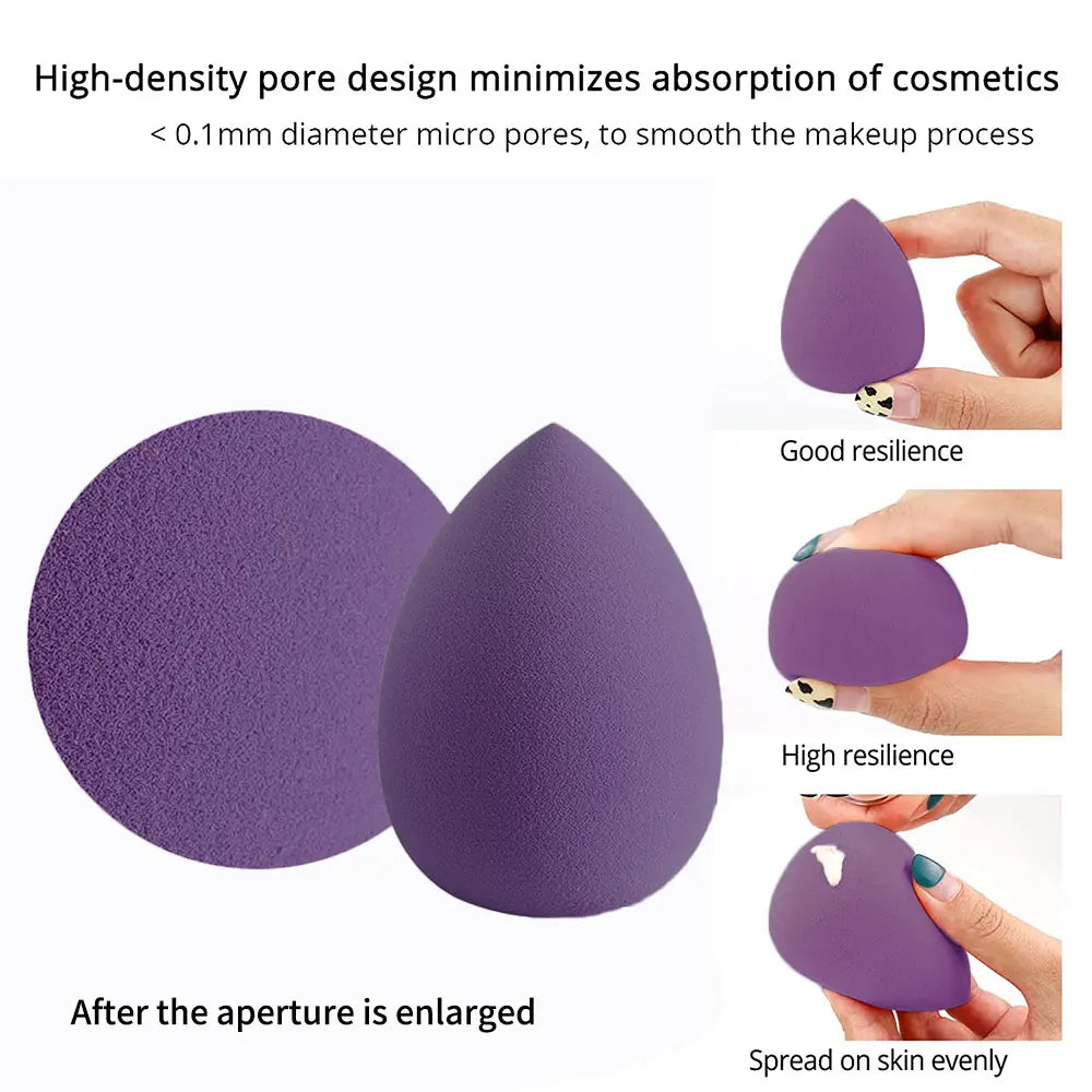 High-quality soft makeup sponge set in purple designed for even makeup application and enhanced resilience