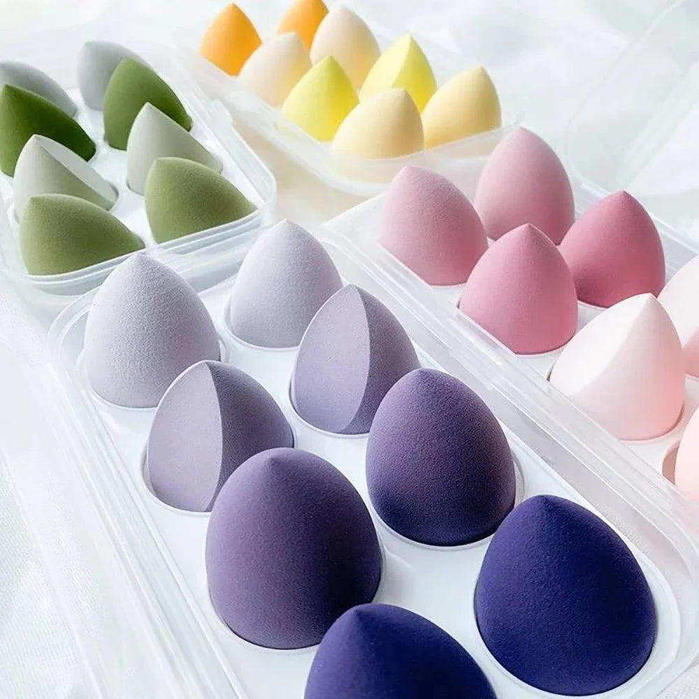 Colorful soft makeup sponge set in various shades for flawless blending and application