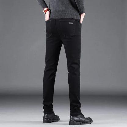 VaultHaus black spring autumn men's jeans with a slim fit design and five-pocket style