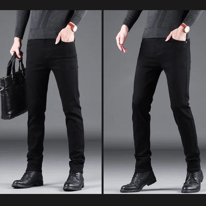 VaultHaus spring autumn men's jeans in black, featuring a slim fit and stylish design for a modern look