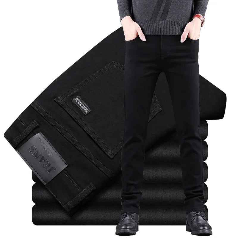 VaultHaus spring autumn men's jeans in black, featuring a sleek design and comfortable fit