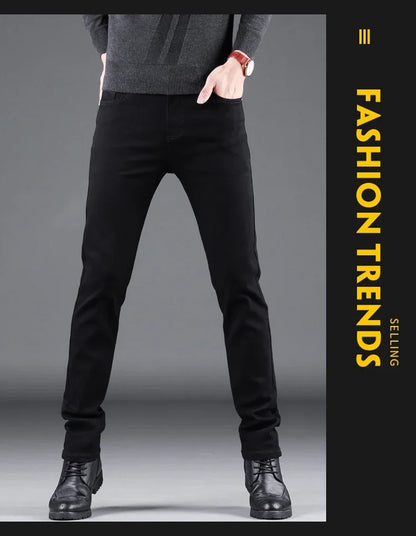 VaultHaus spring autumn men's jeans in black, designed for style and comfort in cooler weather