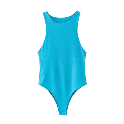 VaultHaus Summer Slim Bodysuit in Vibrant Blue for Stylish and Comfortable Warm Weather Wear