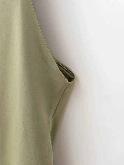 Olive green summer slim bodysuit designed for comfort and style during warm weather