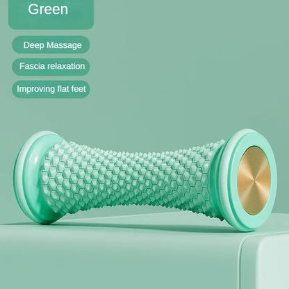VaultHaus yoga massage roller for feet in green, designed for deep massage and fascia relaxation