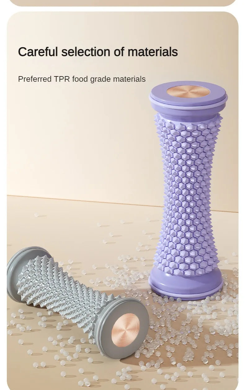 VaultHaus yoga massage roller for feet made from safe TPR materials in purple and gray design