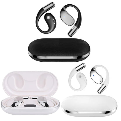 VaultHaus wireless translation earbuds in black and white with charging cases for seamless communication