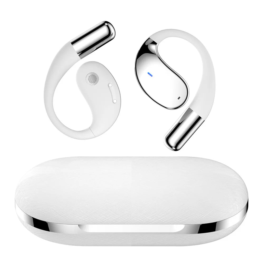 VaultHaus wireless translation earbuds in white with charging case for effortless multilingual communication