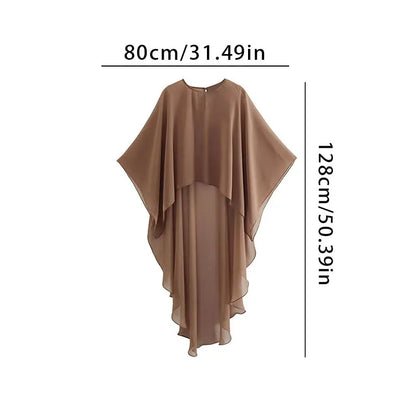VaultHaus women's chiffon overlay cape in elegant brown with flowing design and generous dimensions