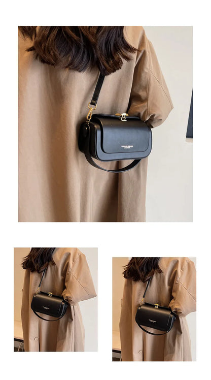 Women's Classic Versatile Retro Square Bag in Black with a Stylish Shoulder Strap
