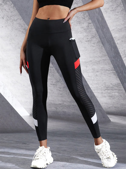 VaultHaus women's colorblocked mesh leggings with stylish pockets and breathable fabric for activewear
