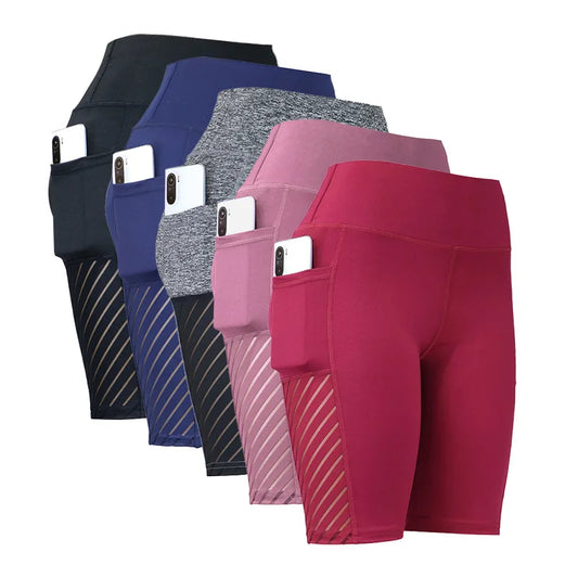Stylish VaultHaus yoga shorts with side pockets in various colors for comfort and convenience